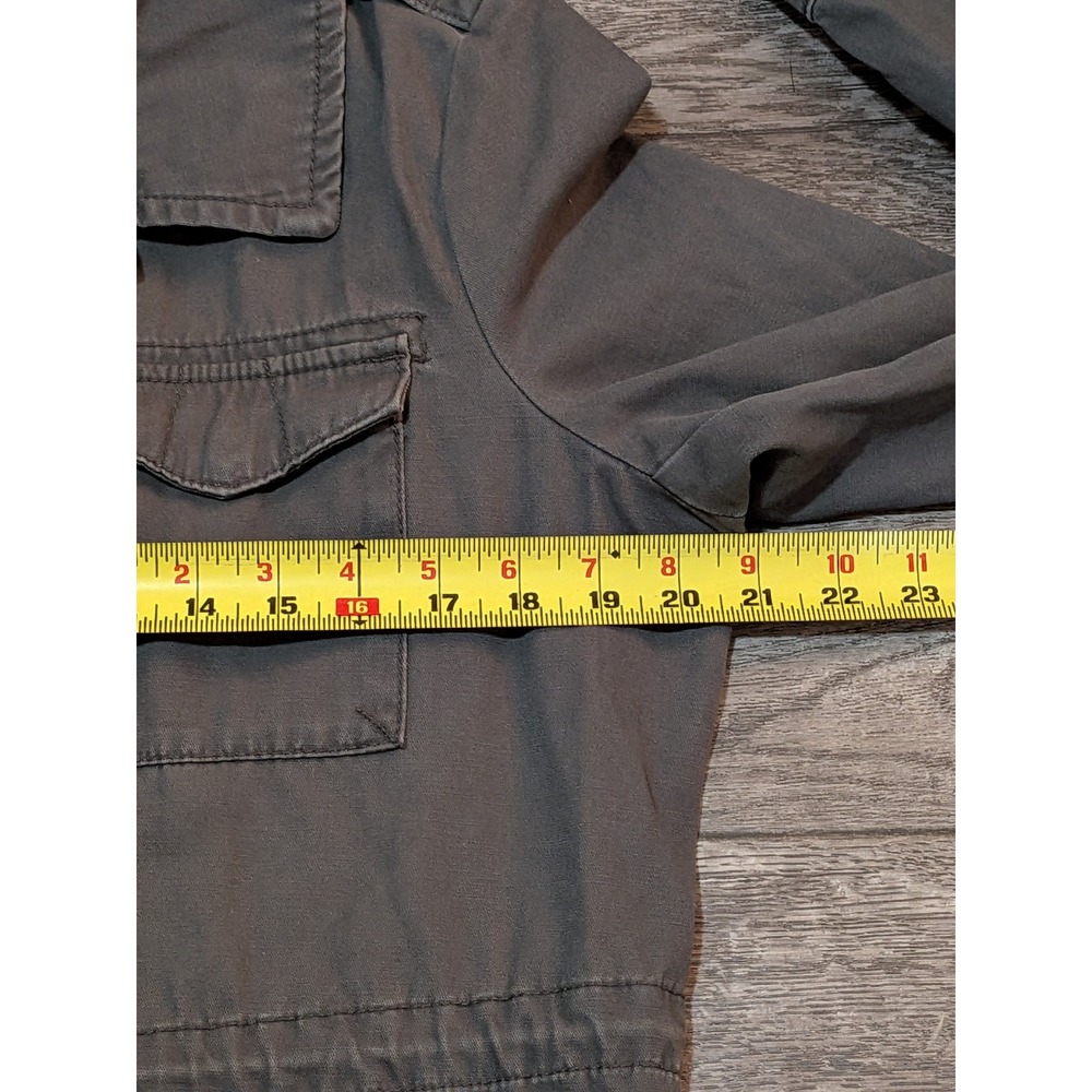 Old Navy Womens Large Gray Cotton Utility Field Jacket Military Drawstring Waist - Picture 5 of 7
